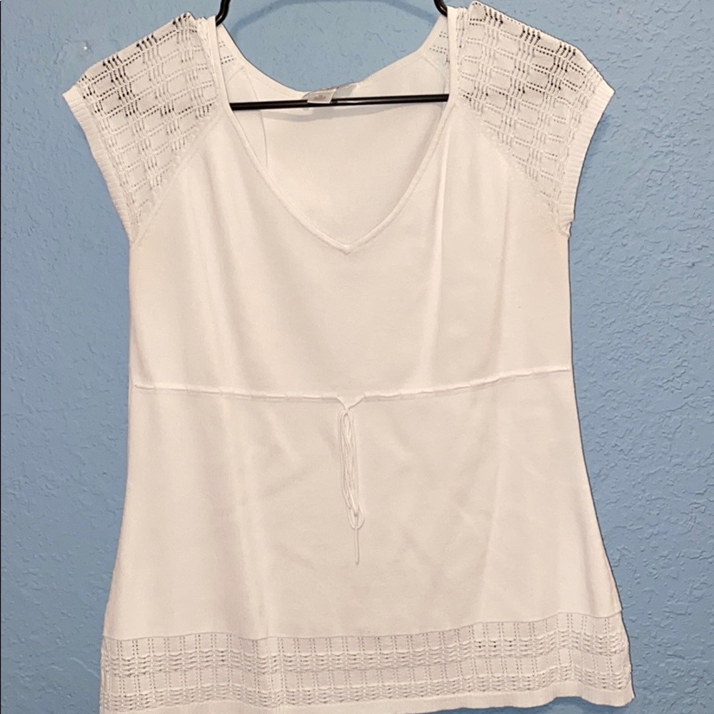 Ann Taylor Loft white shirt sleeve blouse Medium